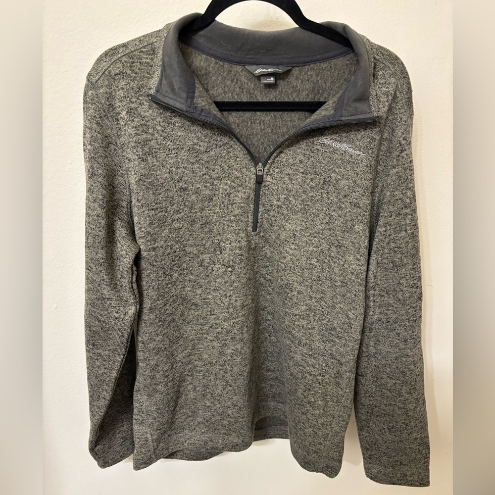 Eddie Bauer Men's Gray Quarter-Zip Sweater